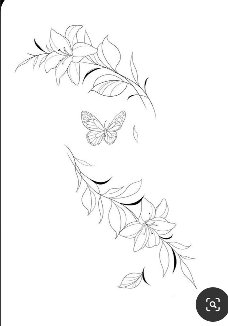 a butterfly and flowers tattoo design