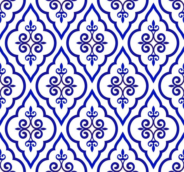 a blue and white pattern with swirls