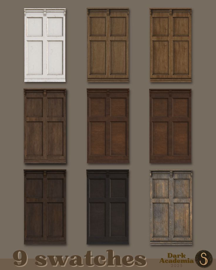 nine different types of wooden windows and shutters