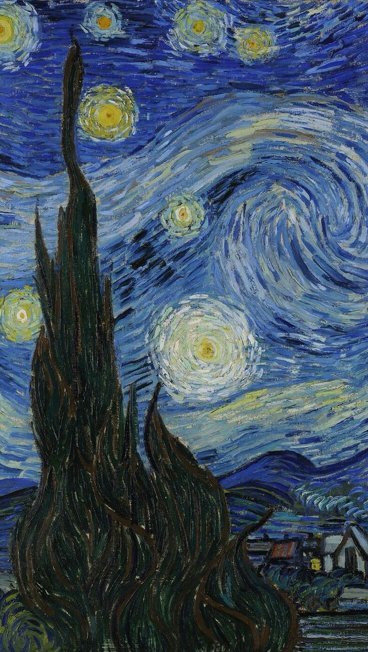 the starry night is shown on an iphone