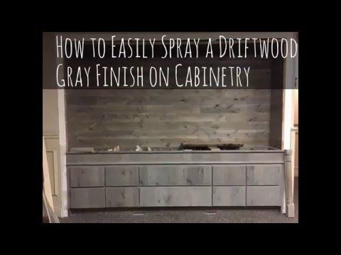 an old dresser with the words how to easily spray a driftwood gray finish on cabinetry