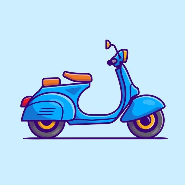 a blue scooter is shown on a light blue background