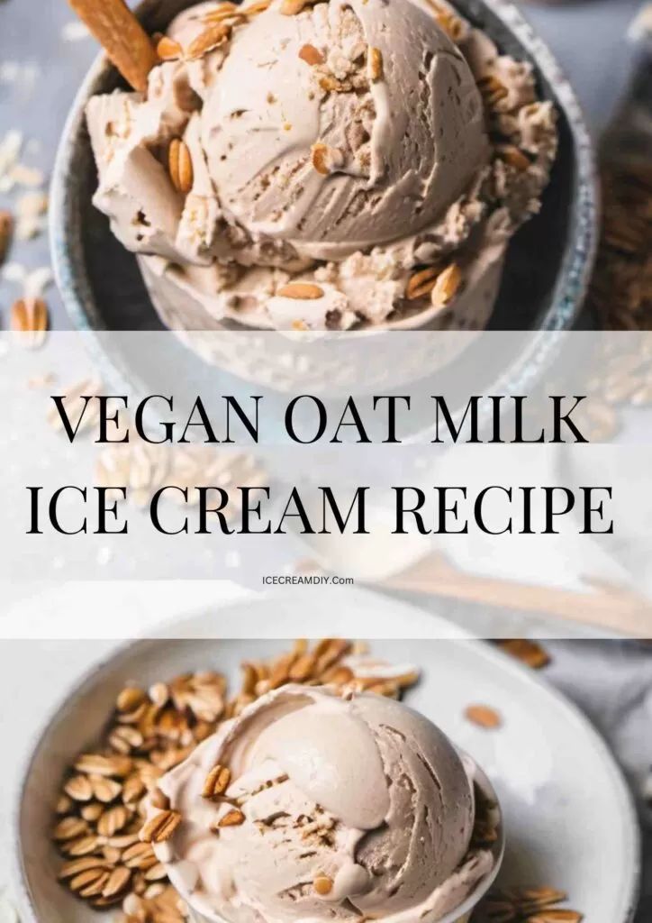 vegan oat milk ice cream recipe in a bowl with nuts on the side