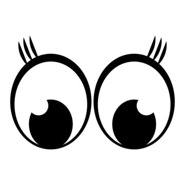 an eyeball with long eyelashes is shown in this black and white image on a white background