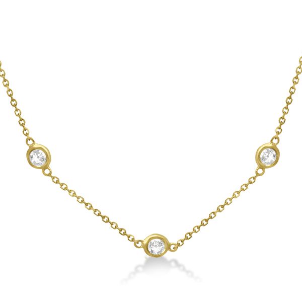 Diamond Station Necklace Bezel-Set 14K Yellow Gold (0.76ct) - Allurez.com Diamonds By The Yard Necklace, Diamonds By The Yard, Bezel Set Necklace, Bezel Necklace, Fancy Yellow Diamond, Necklace Diamond, Gifts For My Wife, Unique Diamonds, Station Necklace