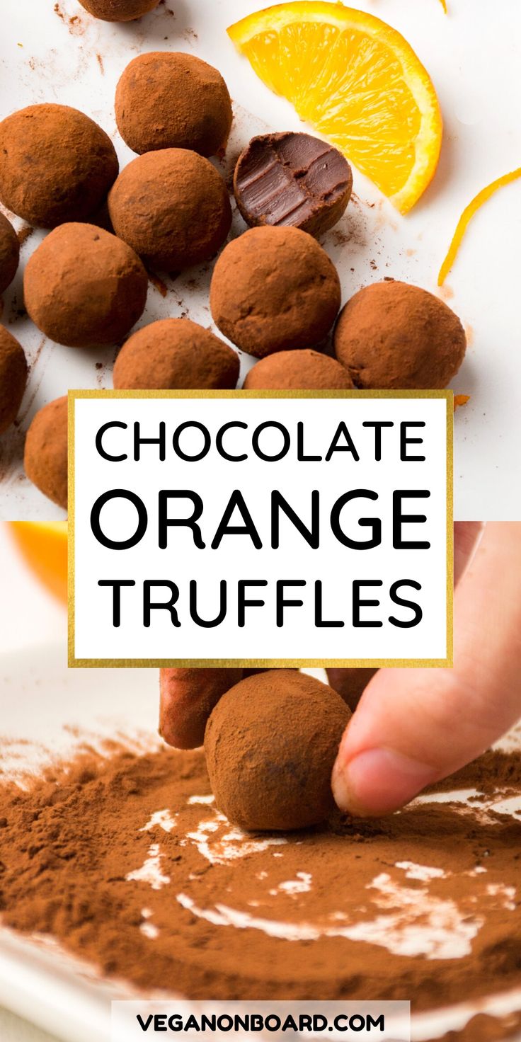 chocolate orange truffles on a plate with the title overlay