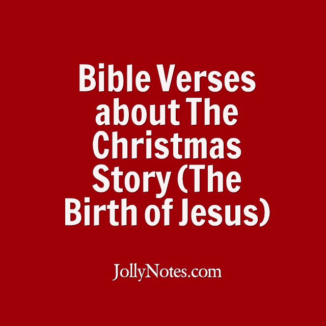 bible verses about the christmas story the birth of jesus on red background with white lettering