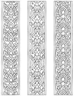 four different designs in the same line, each with an intricate design on it's side