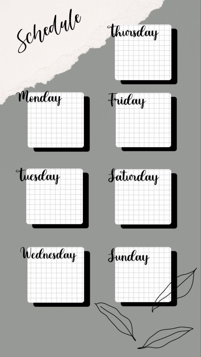 a black and white calendar with the words schedule written in cursive writing on it