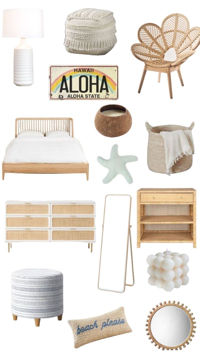 a collage of furniture and decor items