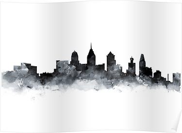 a black and white photo of a city skyline