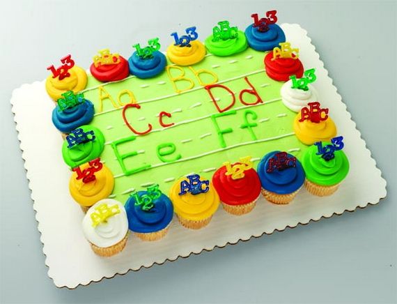 a birthday cake decorated with letters and numbers