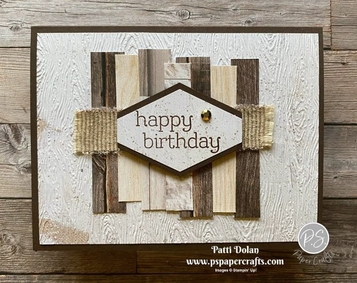 a happy birthday card made with wood planks