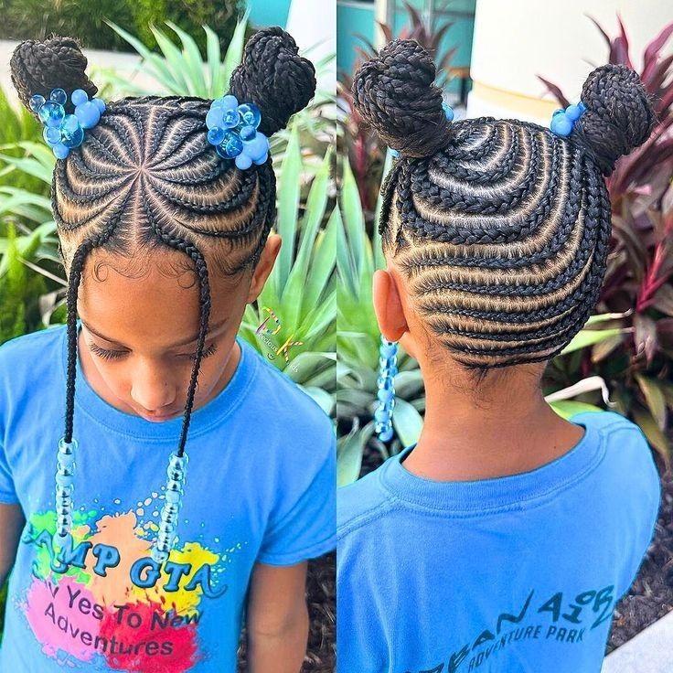 Natural Hairstyles For School, Curly Mixed Hair, Cornrow Hairstyles For School, Weaving Hairstyles, Kids Cornrow Hairstyles, Stitch Braid, Toddler Braided Hairstyles, Girls School Hairstyles, Lil Girl Hairstyles