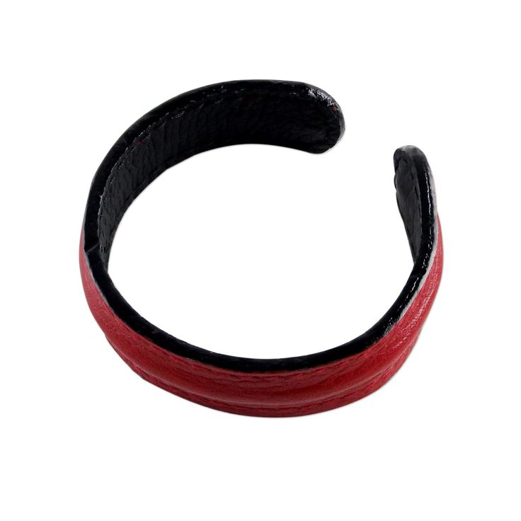 A beautiful bold red makes the perfect accent for men and women. Chaloemphon presents this fantastic bracelet, crafted by hand of leather, featuring a solid color in red. Leather Stainless Steel Handmade in & fairly traded from Thailand Due to the handmade nature of this product, exact color, size or motif may vary. Red Leather Bracelet, Paw Print Jewelry, Spirit Clothing, Simply Red, Ribbon Jewelry, Leather Cuff Bracelet, Wristband Bracelet, Red Bracelets, Printed Jewelry