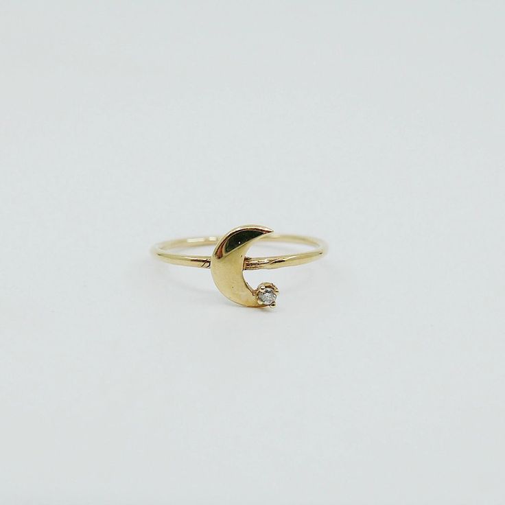 Best Friend Ring, Best Friend Rings, Moon Silhouette, Crescent Moon Ring, Friend Rings, Charm Ring, Cvd Diamond, Moon Ring, Gold Moon