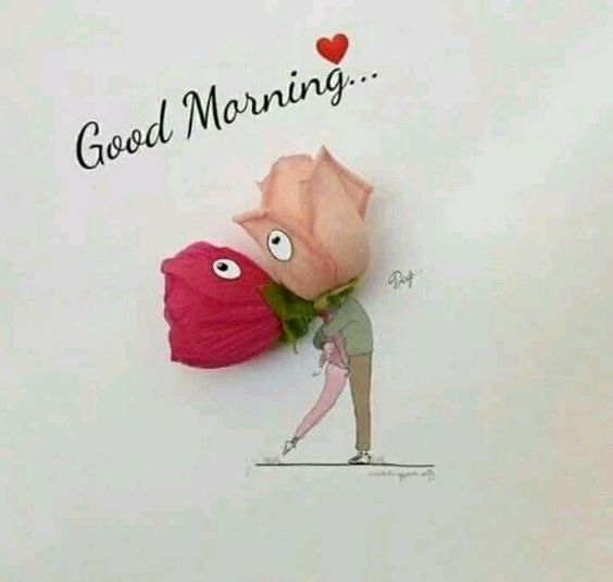 there is a card with a pink rose and an eyeball on it that says good morning