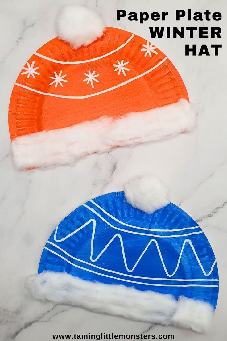 paper plate winter hat craft for kids