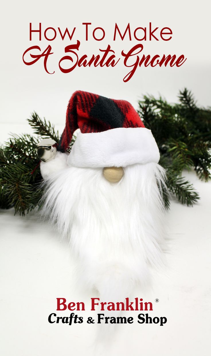 a santa hat and beard on top of a white background with the words how to make a santa gnome