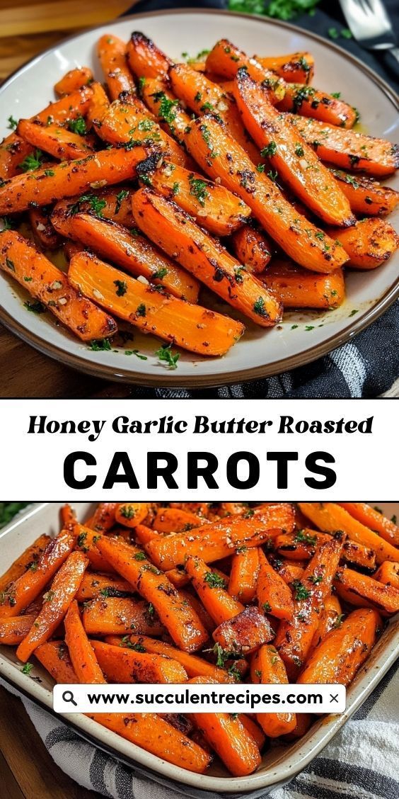 honey garlic butter roasted carrots on a white plate