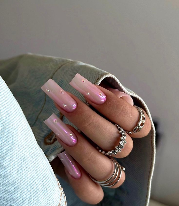 2 Tone Acrylic Nails, Different French Tip Nails, Office Nails Classy, Mom Nails, Classy Baddie Nails, Pink Chrome Nails, Nail Art Gel, Easy Nails, Nail Swag