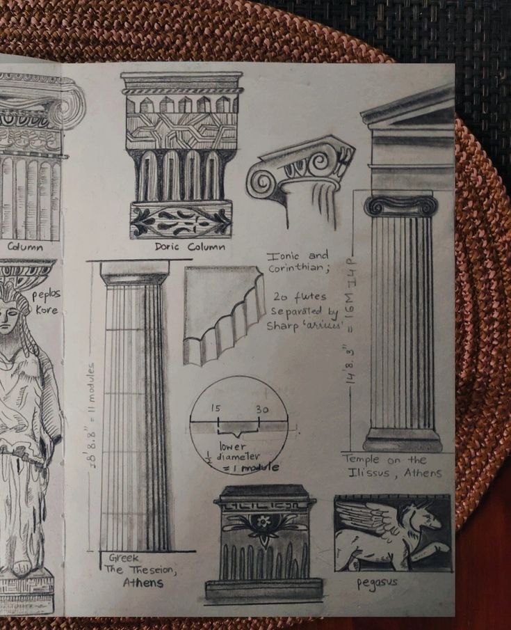 a drawing of architectural details on a piece of paper