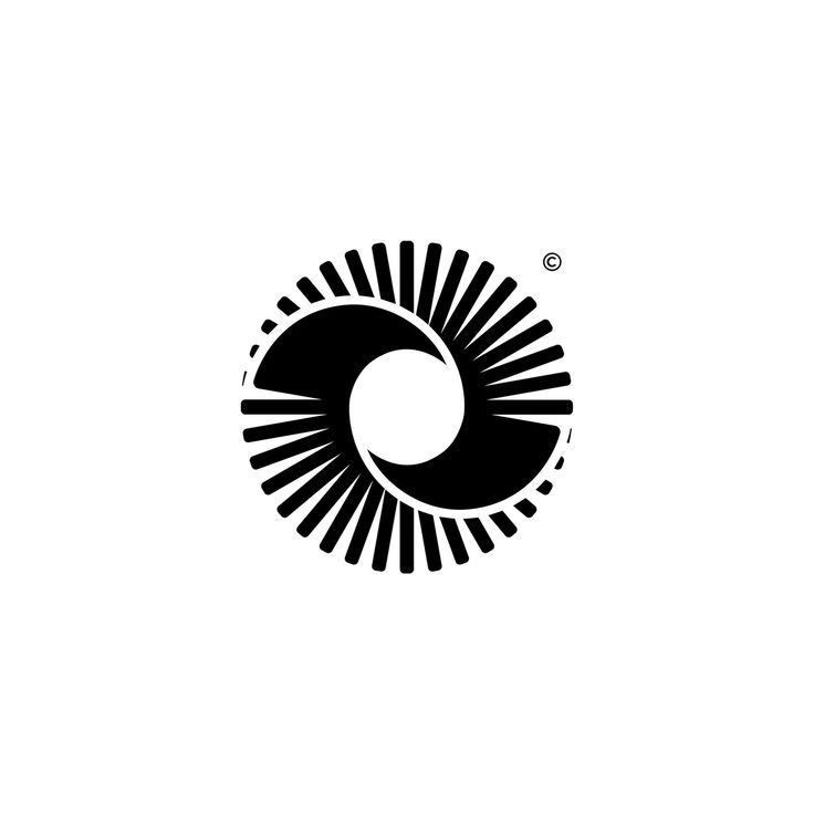 an abstract black and white logo with the letter o in it's center,