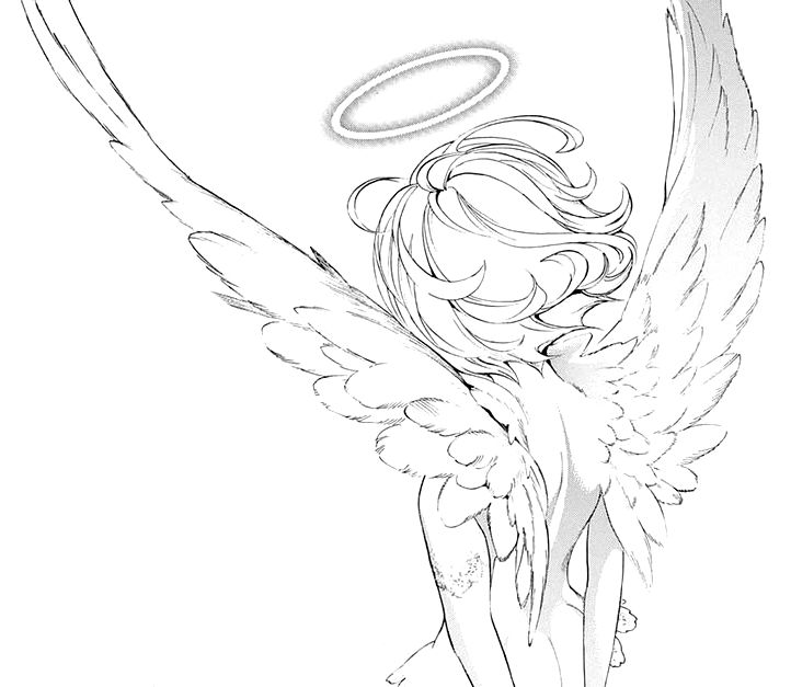 a drawing of an angel with wings