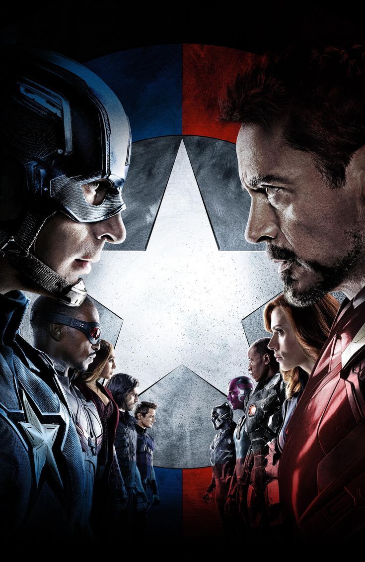 the avengers movie poster with captain america and iron man standing next to each other in front of a star