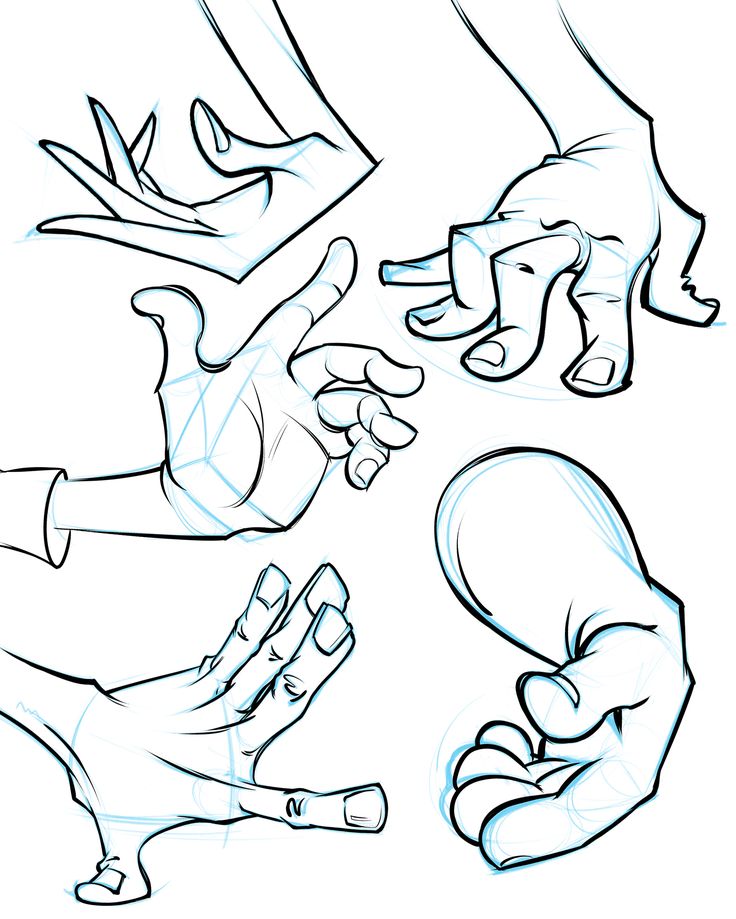 the hands and feet are drawn in different ways, including one that is pointing at something