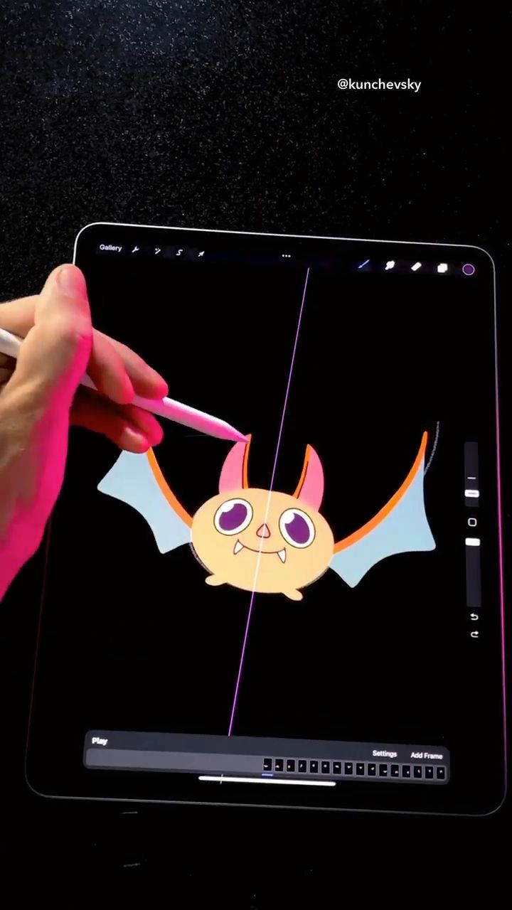 Awesome Bat animation 😍😍 | ( name of app is:  procreate ) | drawing | painting | digital art Apps For Animation, How To Draw Bats, Thank You Animation, Big Things To Draw, Bat Animation, Procreate Animations, Digital Art Videos, Apps For Drawing, Making Animation