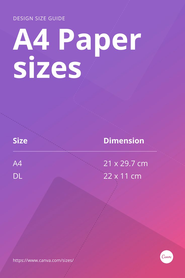 a4 paper sizes with the size and width