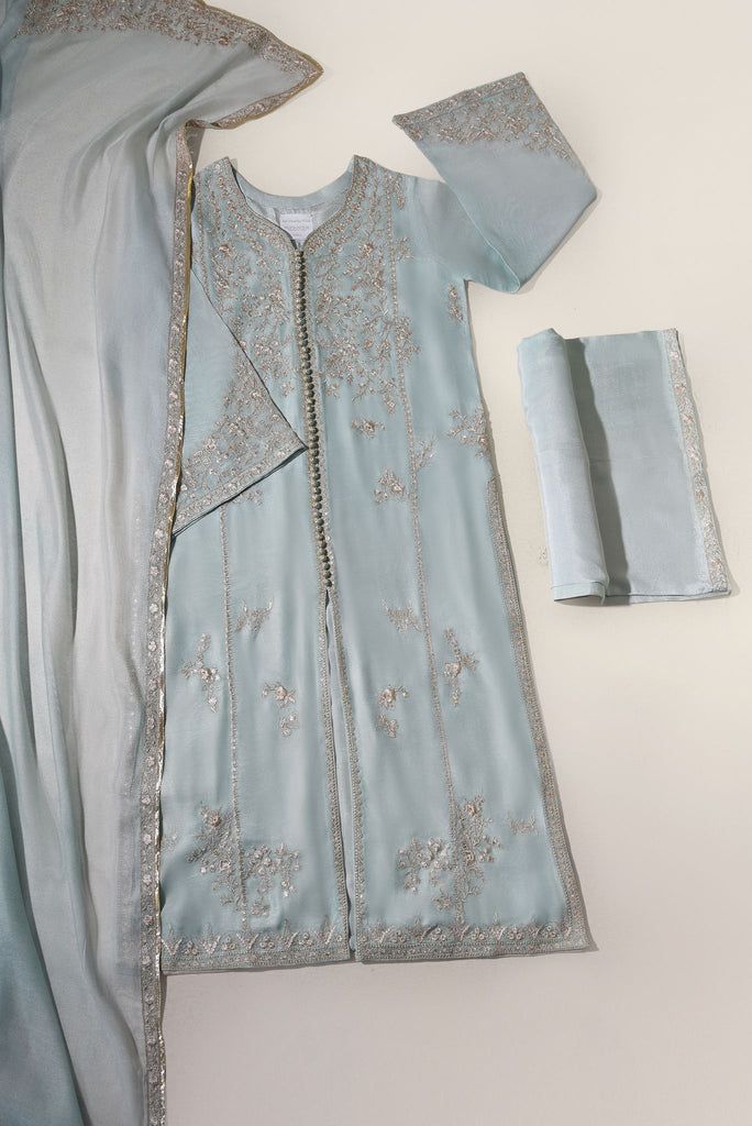 Poonum Light Blue Sets With Sheer Dupatta For Diwali, Traditional Light Blue Palazzo Set With Dupatta, Designer Light Blue Chikankari Embroidery Dress, Light Blue Chikankari Bollywood Dress, Designer Light Blue Dress With Chikankari Embroidery, Light Blue Bollywood Dress With Chikankari Embroidery, Light Blue Salwar Kameez With Zari Work Elegant Style, Elegant Light Blue Salwar Kameez With Zari Work, Traditional Light Blue Sets With Sheer Dupatta