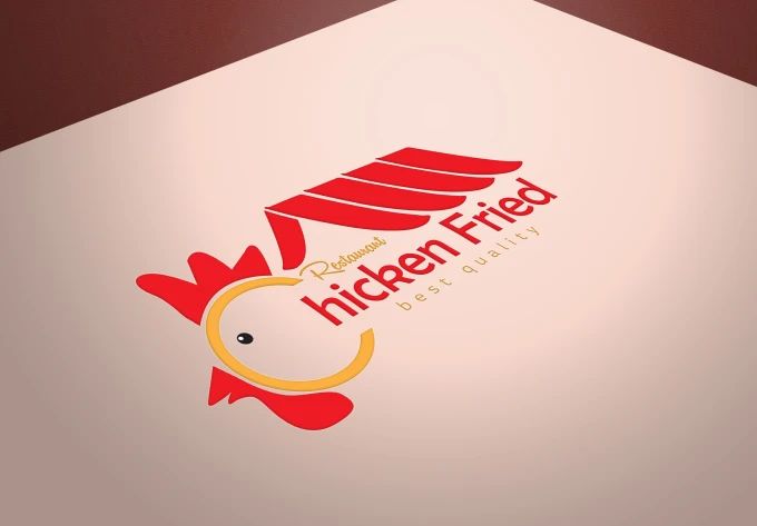 a chicken fried logo is shown on a white and red background with the words hidden fried