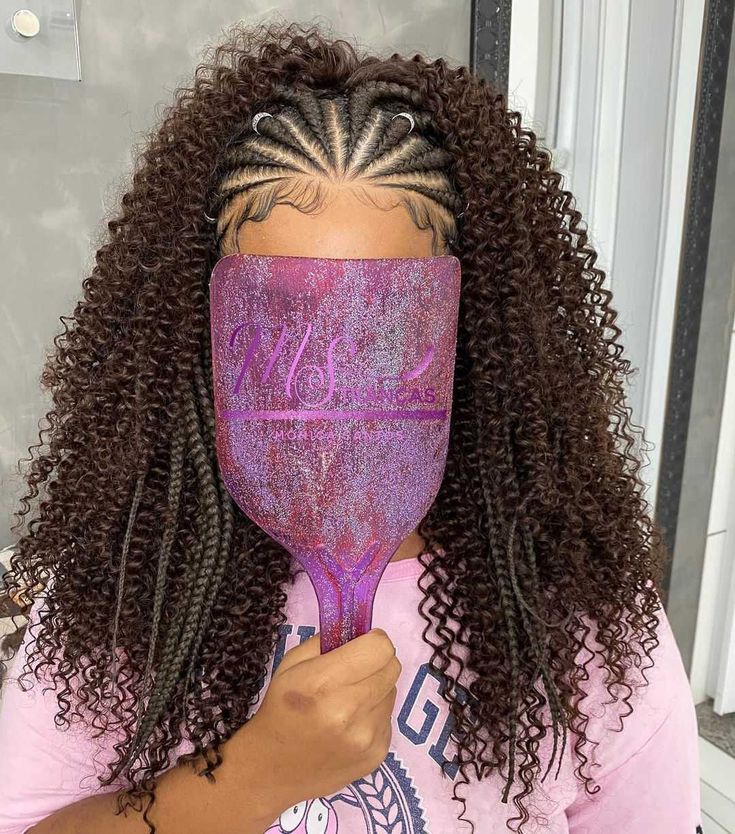 Cornrow And Curly Weave Hairstyles, Corn Rows In Front Curly Hair In Back, Curly Braided Hairstyles, Short Box Braids Hairstyles, Sleek Ponytail Hairstyles, Feed In Braids Hairstyles, Box Braids Hairstyles For Black Women, Braided Cornrow Hairstyles, Cute Box Braids Hairstyles