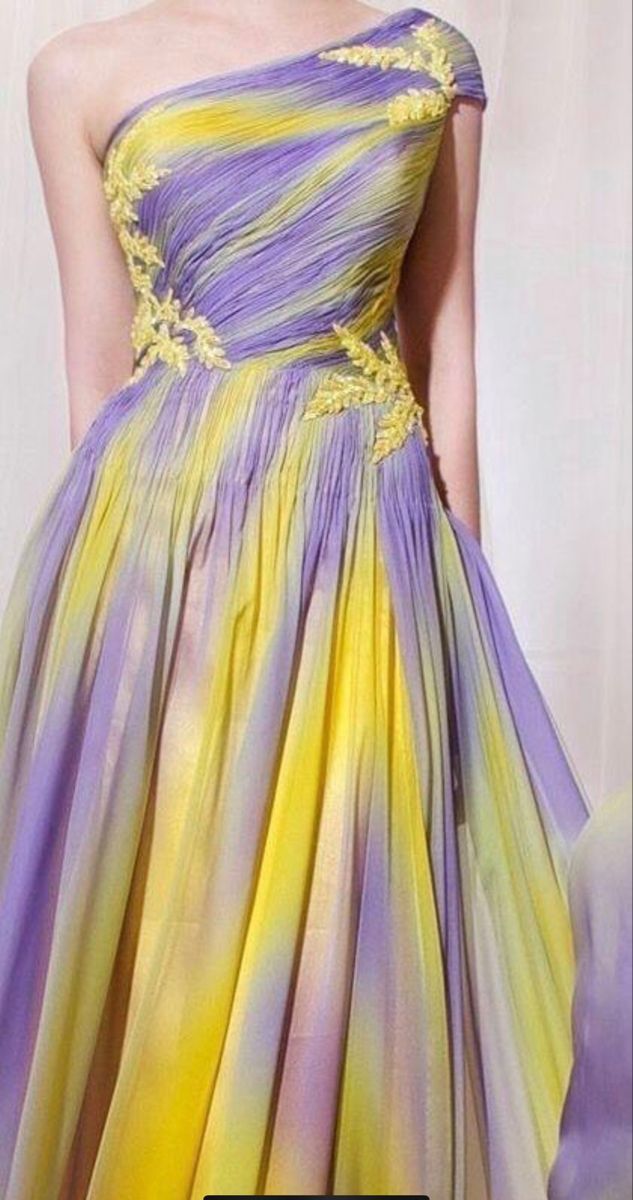 Couture 2014, Combination Dresses, Lavender Dresses, Fashion Gowns, Yellow And Purple, Purple And Yellow, Frock Design, Yellow Purple, Gorgeous Gowns