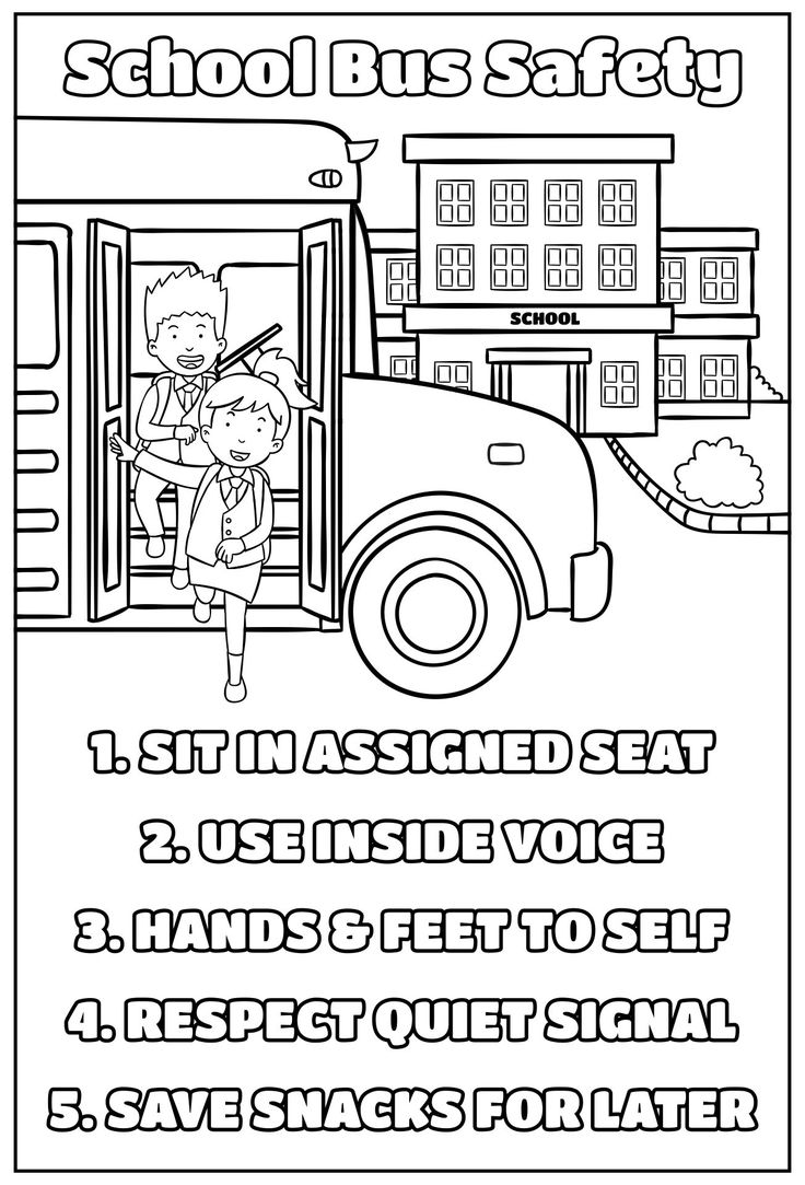 the school bus safety poster is shown in black and white