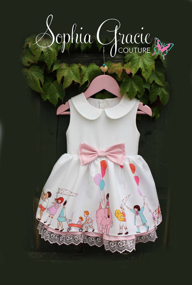 NEW This is an off white dress with a light pink bow in the front, a pink ruffle underlay with lace trim, peter pan collar and centre back zip. It is a delightful little border print fabric design, with children playing along the bottom. This dress would be perfect for a special birthday party, a wedding or any other special occasion, or simply worn everyday if you like your little girl to look smart and trendy ;) Please wash in a cool cycle, medium heat iron on reverse and line dry. This dress Flower Girl Hair Bows, 1st Birthday Dress, Girls Occasion Dresses, White Baby Dress, Pretty Party Dresses, White Tulle Dress, 1st Birthday Dresses, Special Occasion Hairstyles, Dress Children