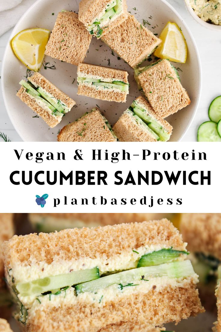 View on a plate of vegan cucumber sandwiches. Vegan Picnic Food, Vegan Cucumber, Cucumber Tea, Protein Sandwich, Vegan Picnic, Dairy Free Lunch, Cucumber Sandwich, Cucumber Tea Sandwiches, Vegan Sandwich Recipes