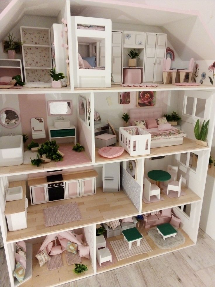 a doll house with all the furniture and accessories