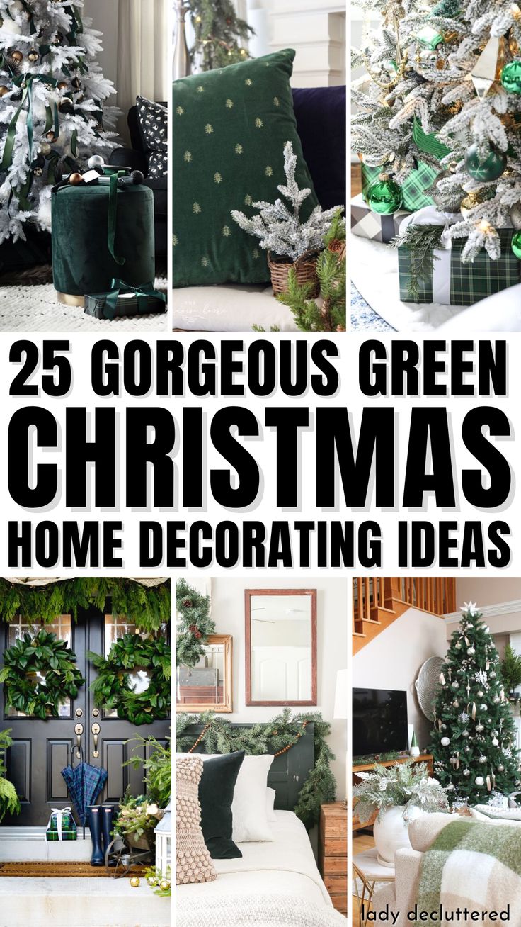 25 Gorgeous Green Christmas Home Decorating Ideas Pine Green Christmas Decor, Christmas Decor Ideas White And Green, Green Decorations Christmas Tree, Green And White Xmas Decor, White Silver And Green Christmas Decor, Green Tree Christmas Decorations, Green Xmas Tree With White Decorations, Pine Green Decor, Green Tree Decor