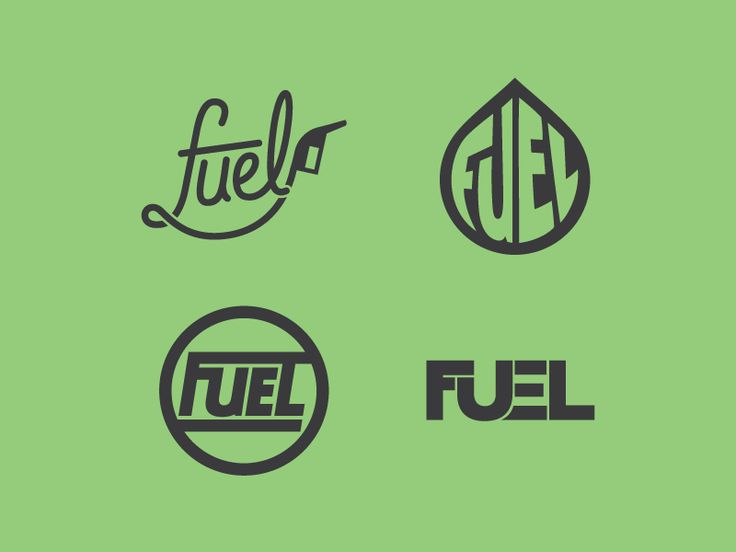 four different logos with the words fuel and fuel written in black on a green background