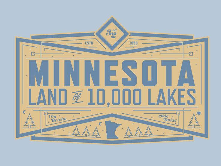 the minnesota land and 10, 000 lakes logo is shown in blue on a yellow background