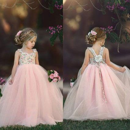 Tulle Sweep Train Tulle Flower Girl Dresses sold by dressydances on Storenvy Spring Ball Gown Tutu Dress For Dress-up, Spring Ball Gown Dress With Floral Applique, Spring Floral Applique Ball Gown Dress, Fitted Tulle Dress For Dress-up Occasions, Pageant Dress With Floral Applique And Fitted Bodice, Summer Princess Style Fitted Gown, Princess Style Fitted Summer Gown, Spring Princess Dress With Fitted Bodice And Tulle, Fitted Princess Gown For Summer