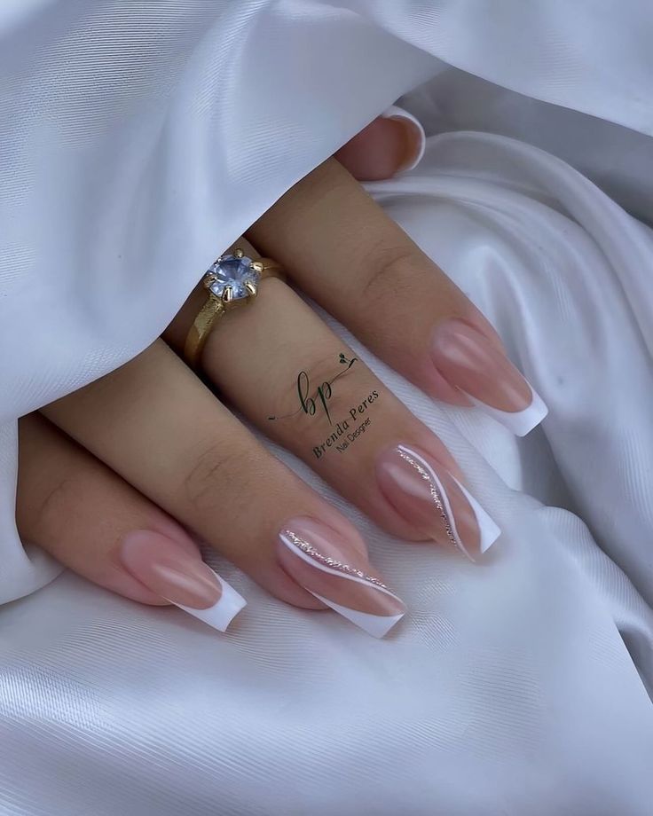 Unghie Sfumate, Fancy Nails Designs, Girly Acrylic Nails, French Tip Acrylic Nails, Short Square Acrylic Nails, Acrylic Nails Coffin Short, Classy Nails, Fancy Nails, Chic Nails