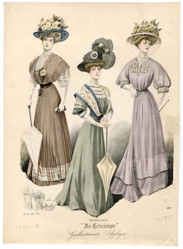 1909 Fashion, Edwardian Fashion Plates, 1900 Fashion, Outdoor Dress, 1900s Fashion, 1910s Fashion, 1800s Fashion, 20th Century Fashion, 19th Century Fashion