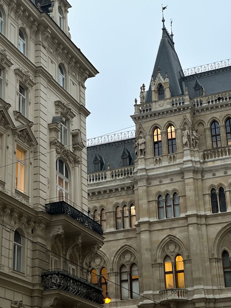 an old building with many windows and balconies