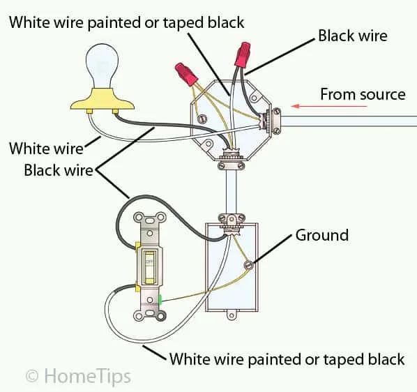 an electrical wiring diagram with two lights and one light switch on the same wall plate