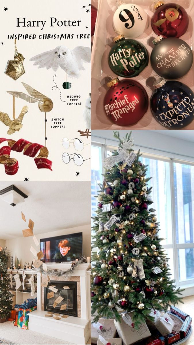 harry potter inspired christmas tree and decorations