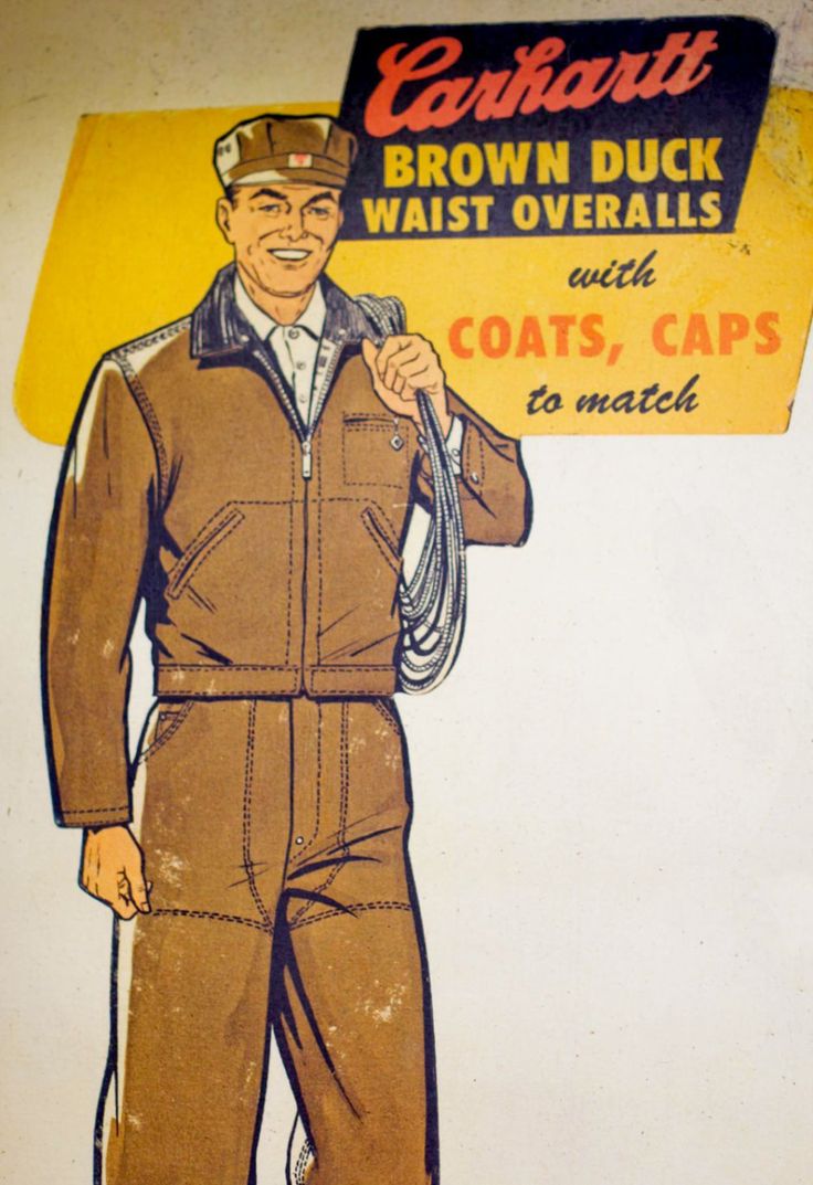 #Carhartt Potomac -- vintage signage Vintage Style Branding, Vintage Clothing Ads, Vintage Fitted Overalls For Workwear, Carhartt Advertising, Vintage Denim Advertising, Men’s Vintage Workwear, Vintage Carhartt Advertising, Vintage Workwear Overalls With Pockets, Carhartt Workwear Vintage